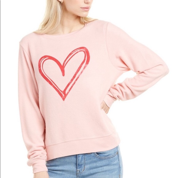 Wildfox Pink Sketchy Heart Bbj Baggy 